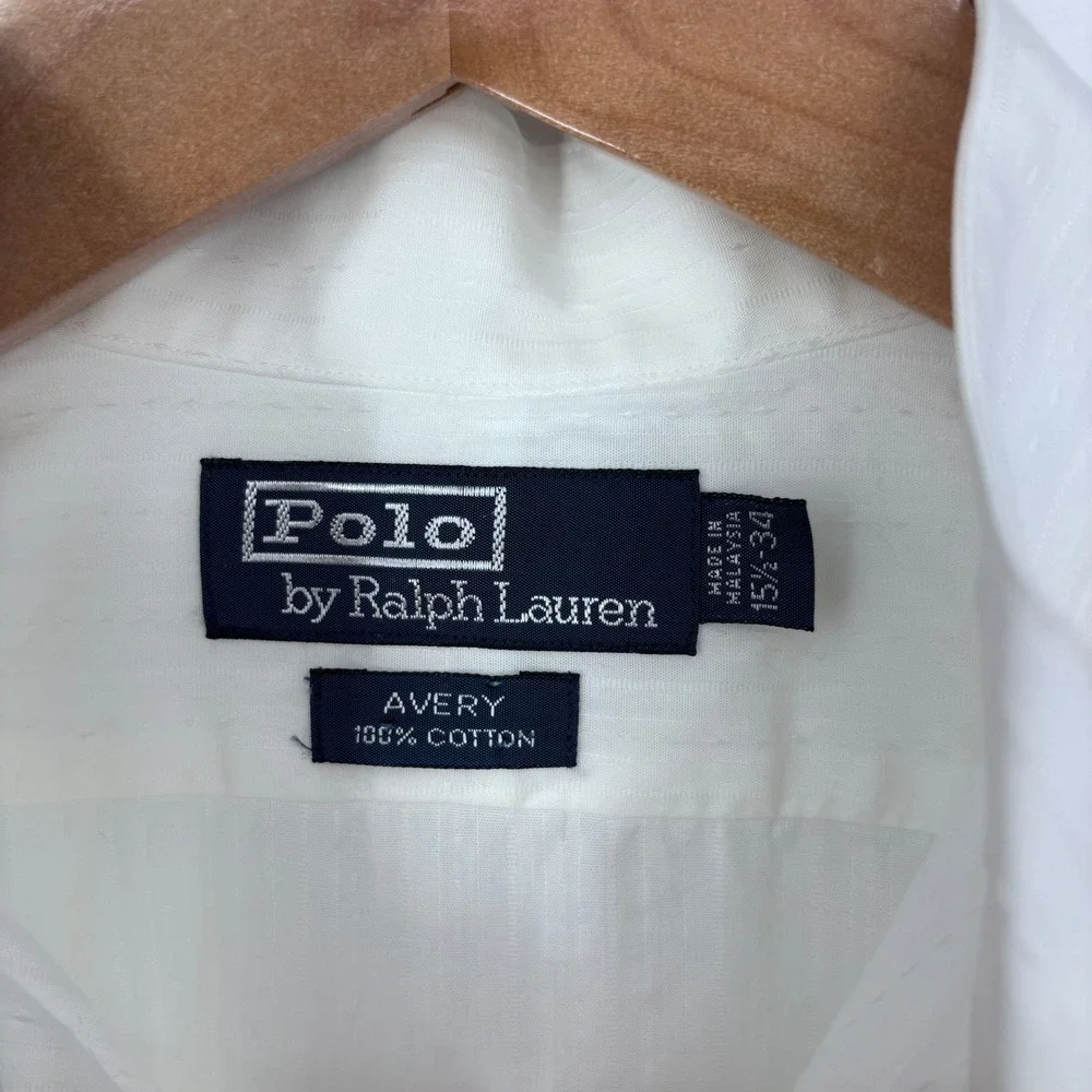 Polo Ralph Lauren Tuxedo Shirt Mens 15.5 34 White Avery Wingtip Dobby Formal